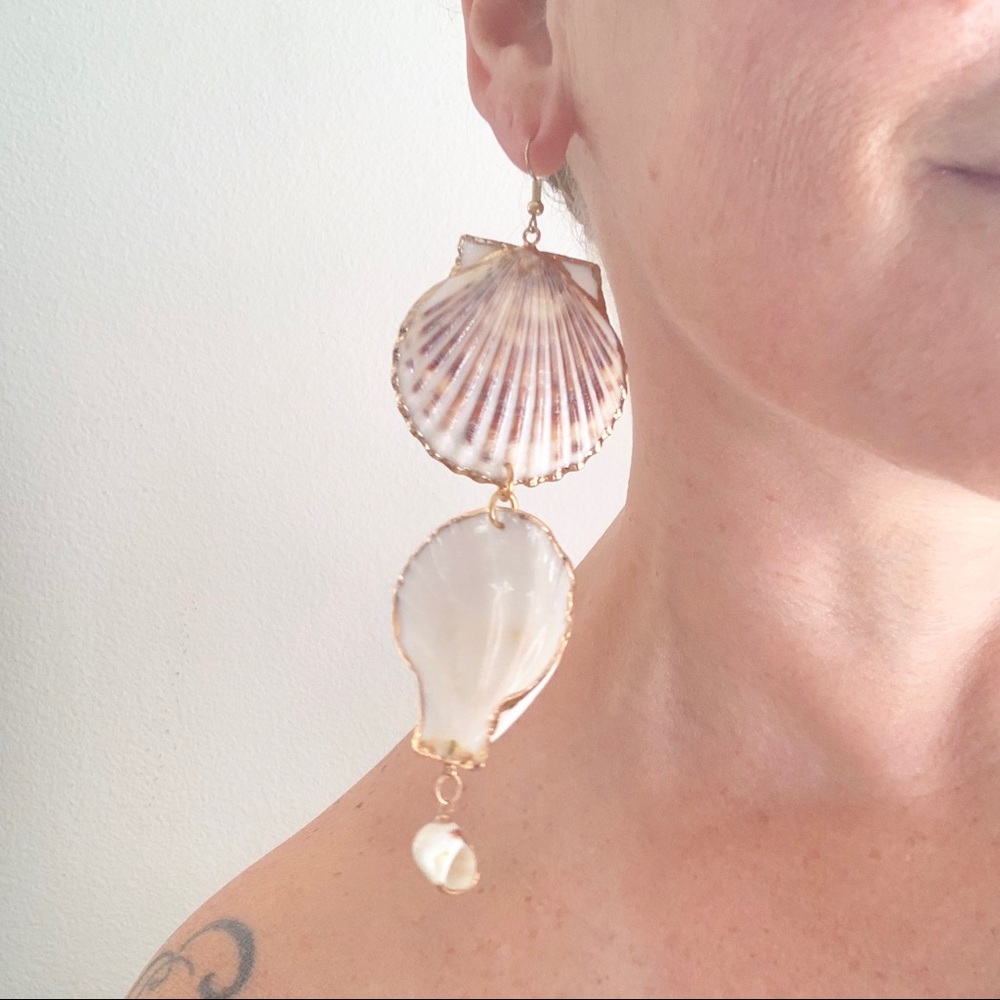 Custom Shell Drop Earrings - image 5